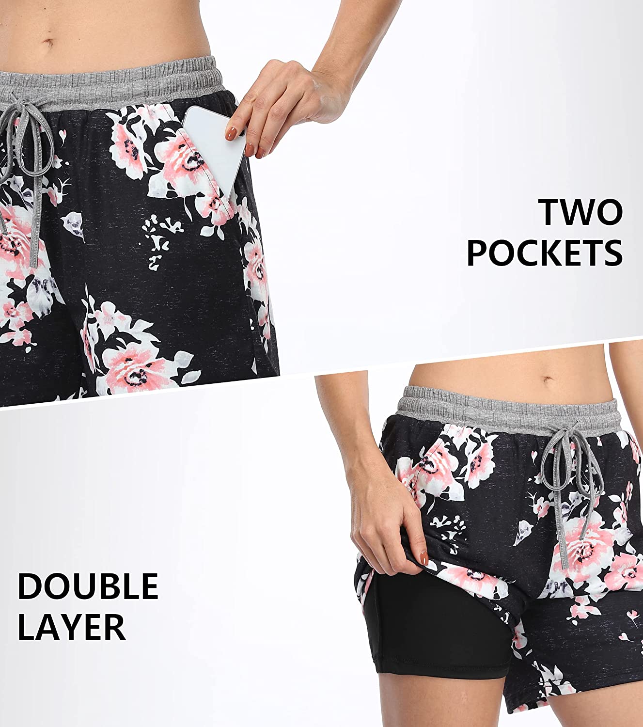 Blevonh Elastic Waist Soft Lounge Shorts Casual Pajama Shorts with Pockets - Image 3